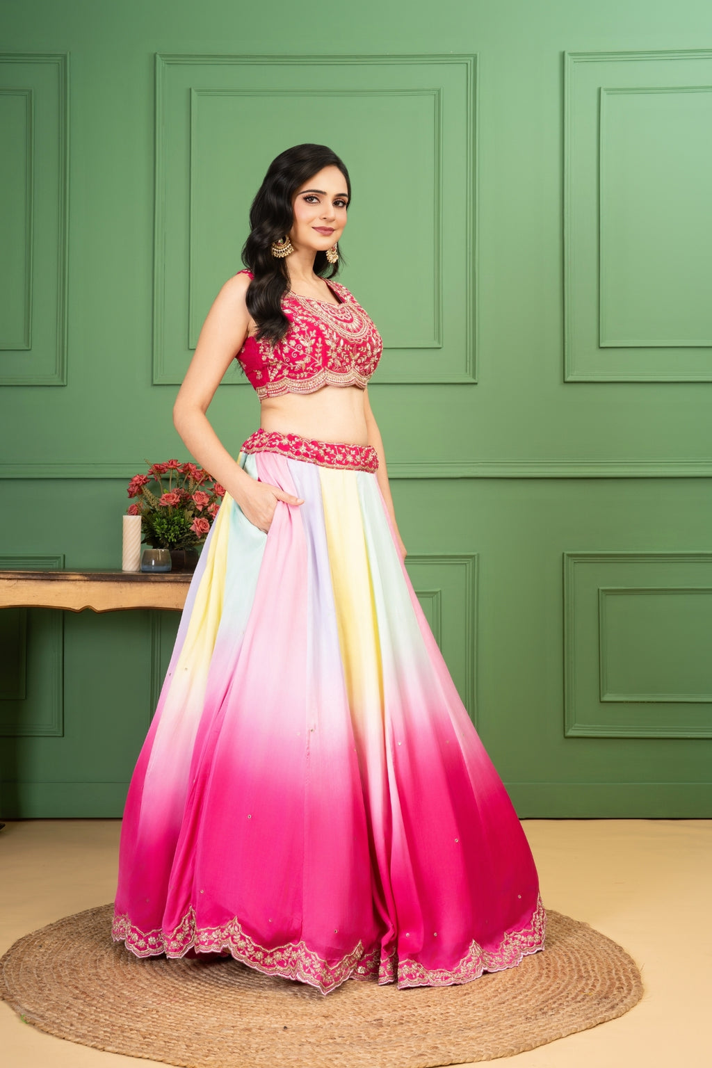 Pink Shaded Lehenga Jacket Set