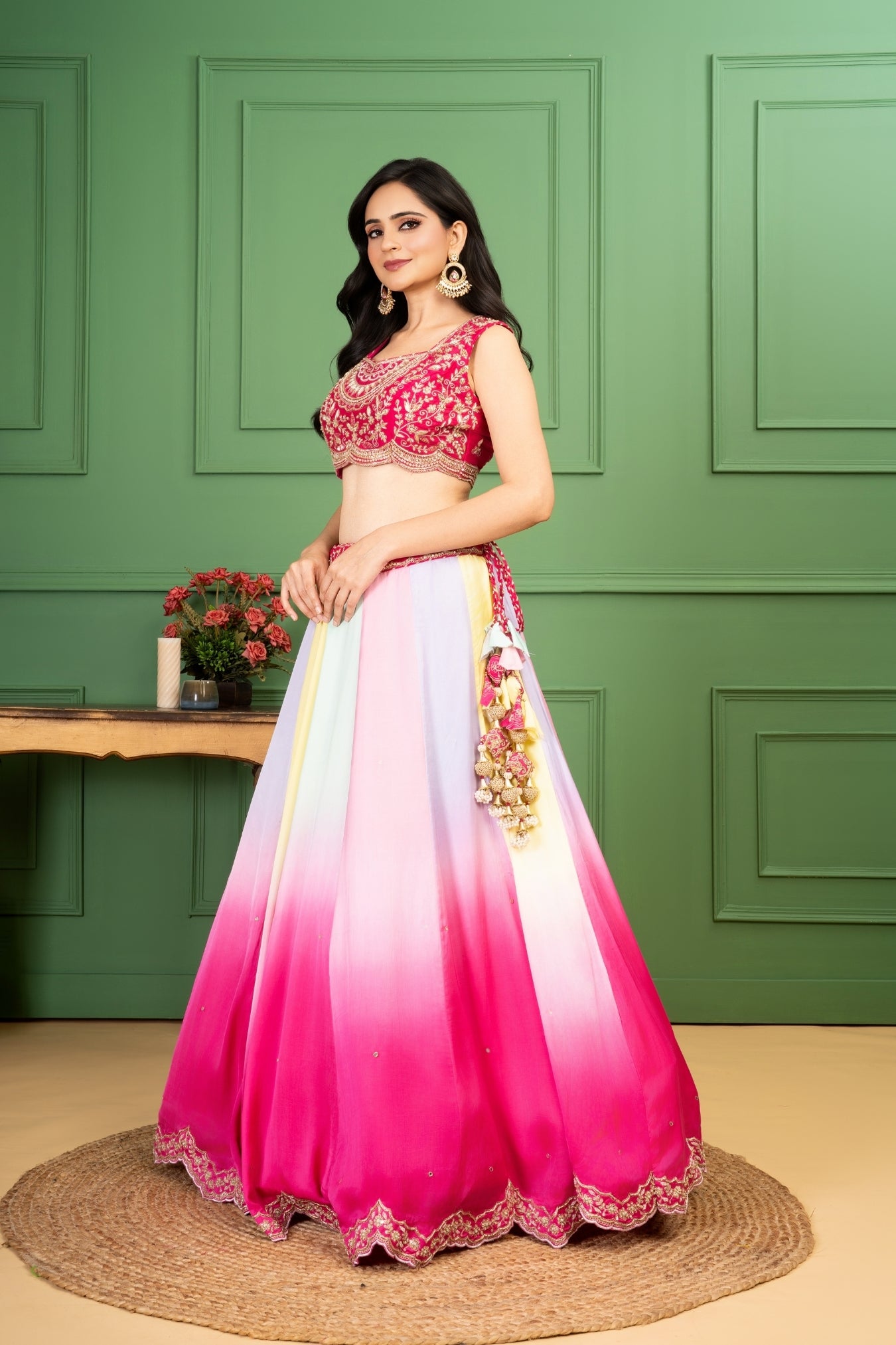 Pink Shaded Lehenga Jacket Set