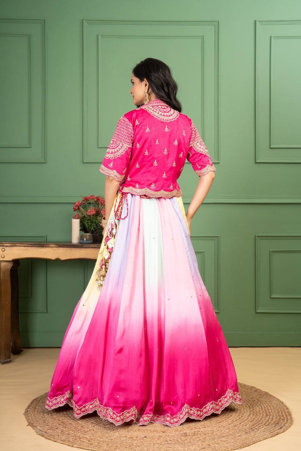 Pink Shaded Lehenga Jacket Set