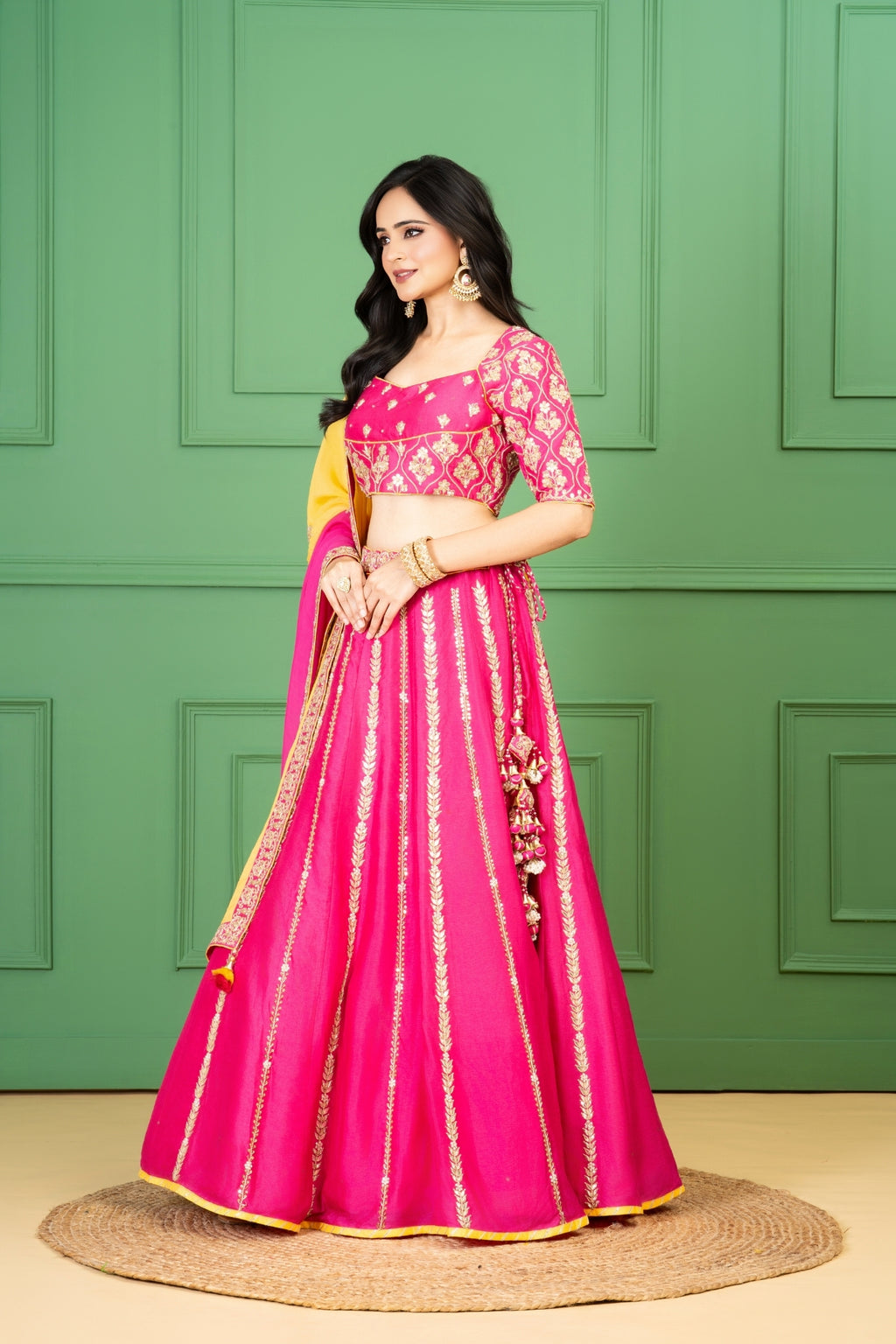 Pink Silk Lehenga Set