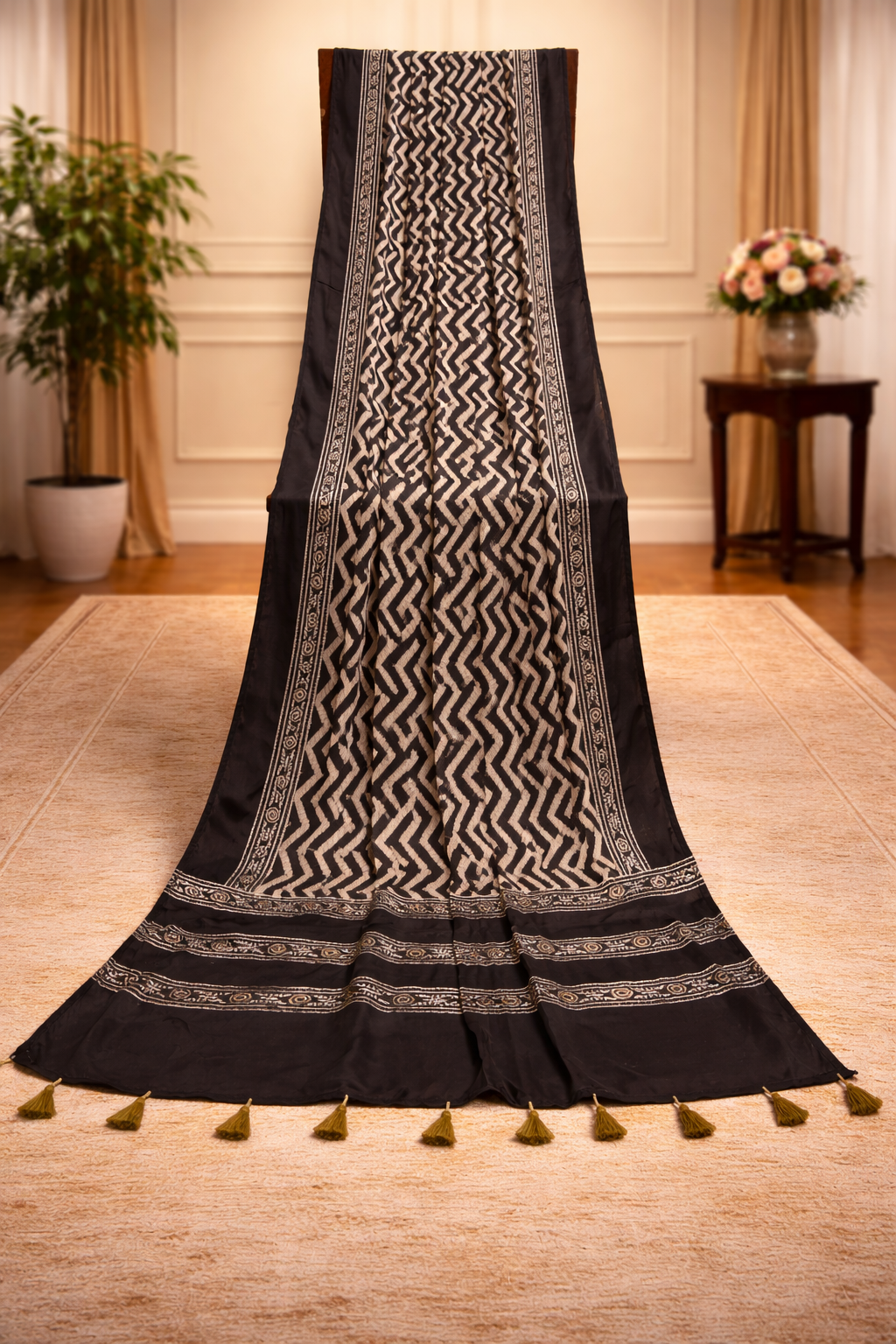 Handblock Ajrak Dupatta