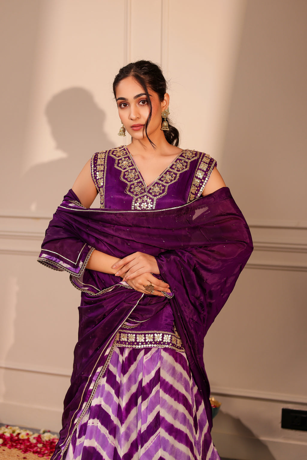 Tara Gota Patti Tabard Lehariya Set