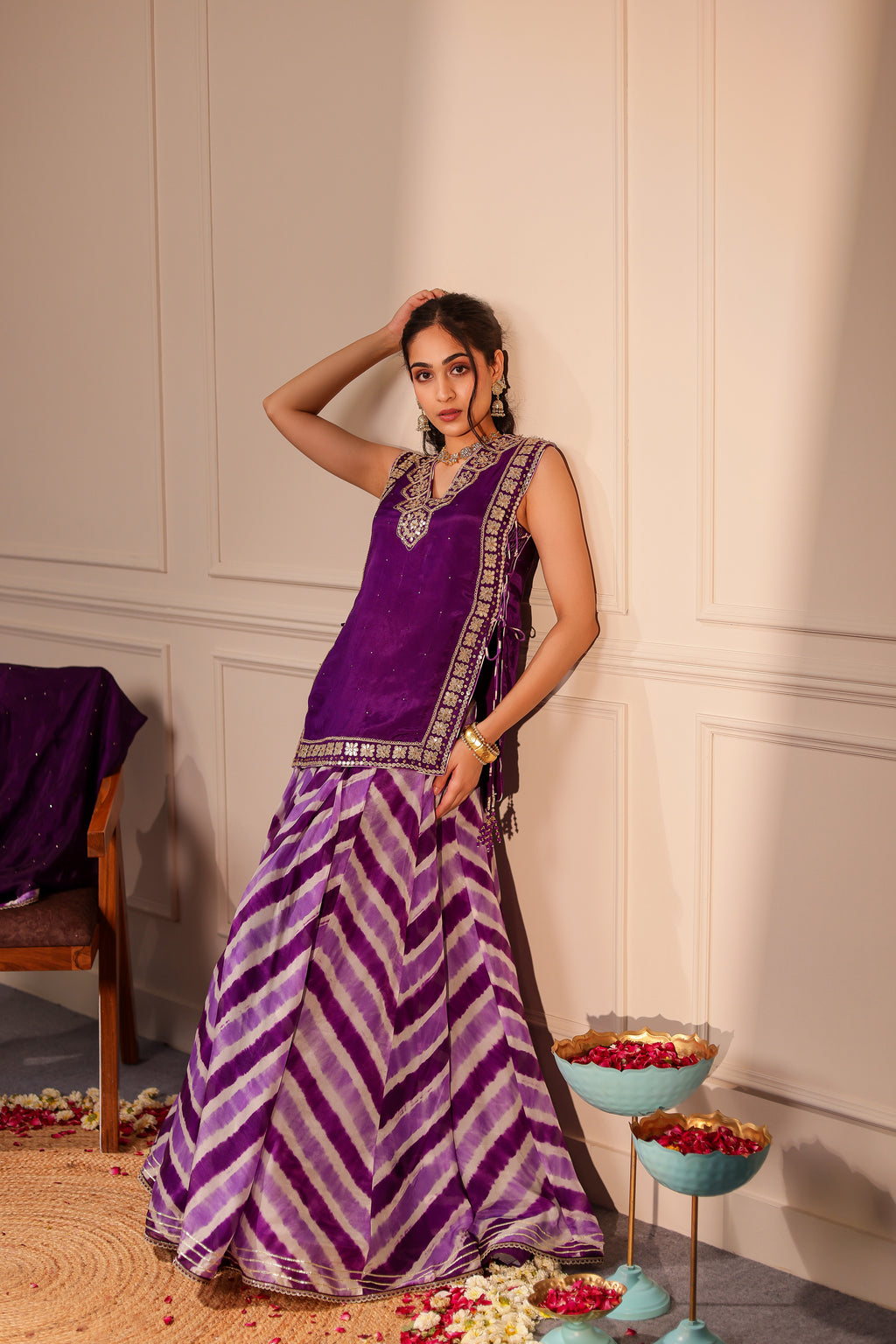 Tara Gota Patti Tabard Lehariya Set