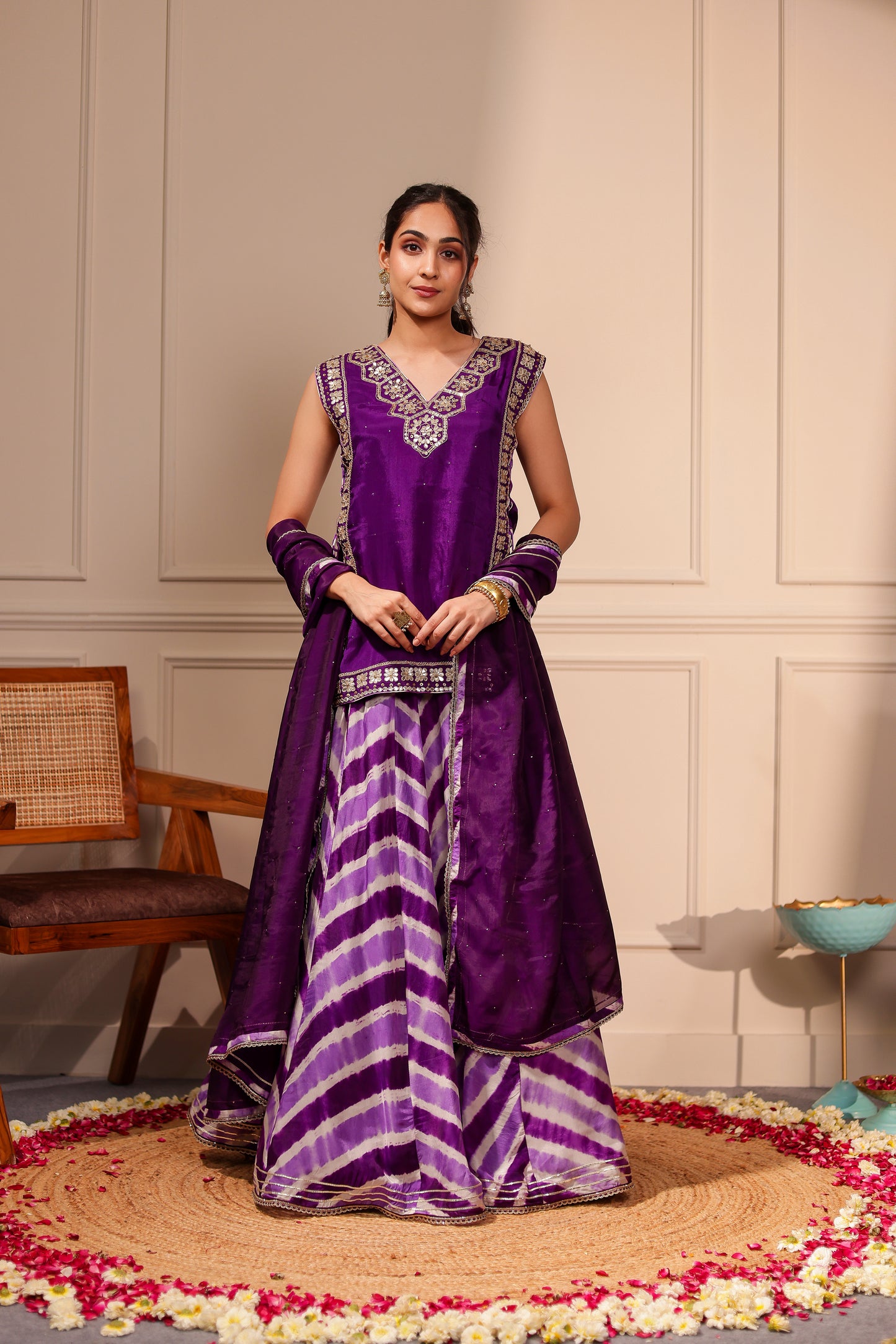 TARA GOTA PATTI TABARD LEHARIYA SET