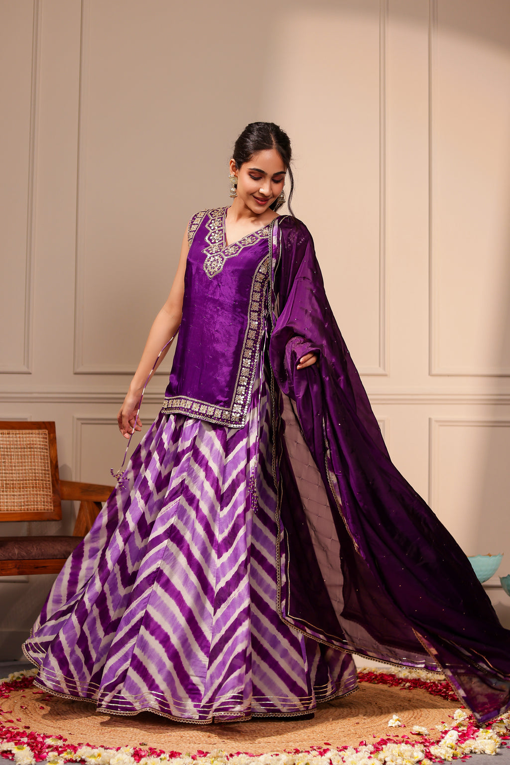 Tara Gota Patti Tabard Lehariya Set