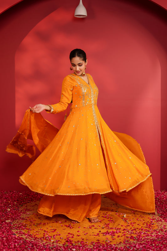 AZAYA SILK EMBROIDERD JACKET SET