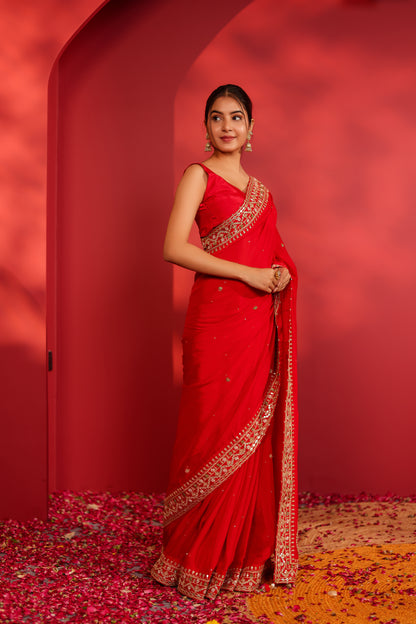 RIWA RED GEORGETTE SAREE