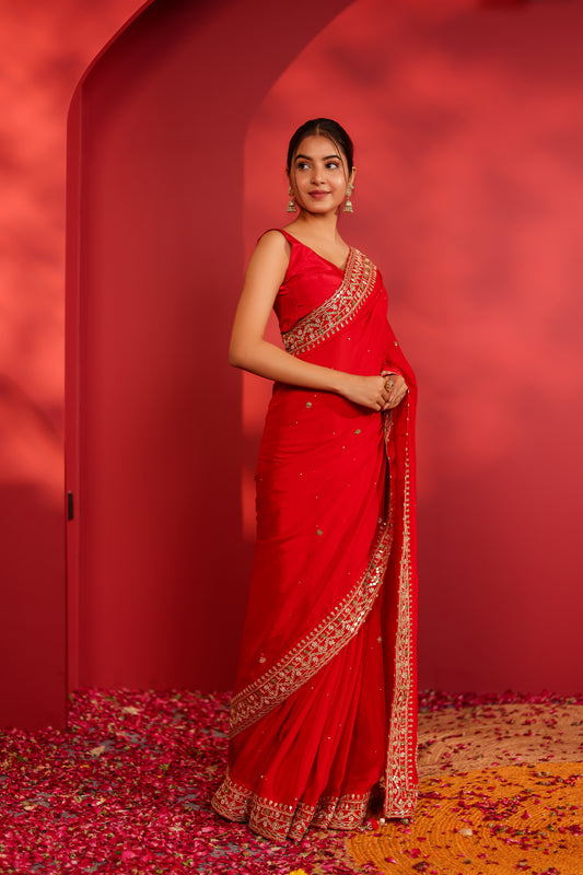 RIWA RED GEORGETTE SAREE