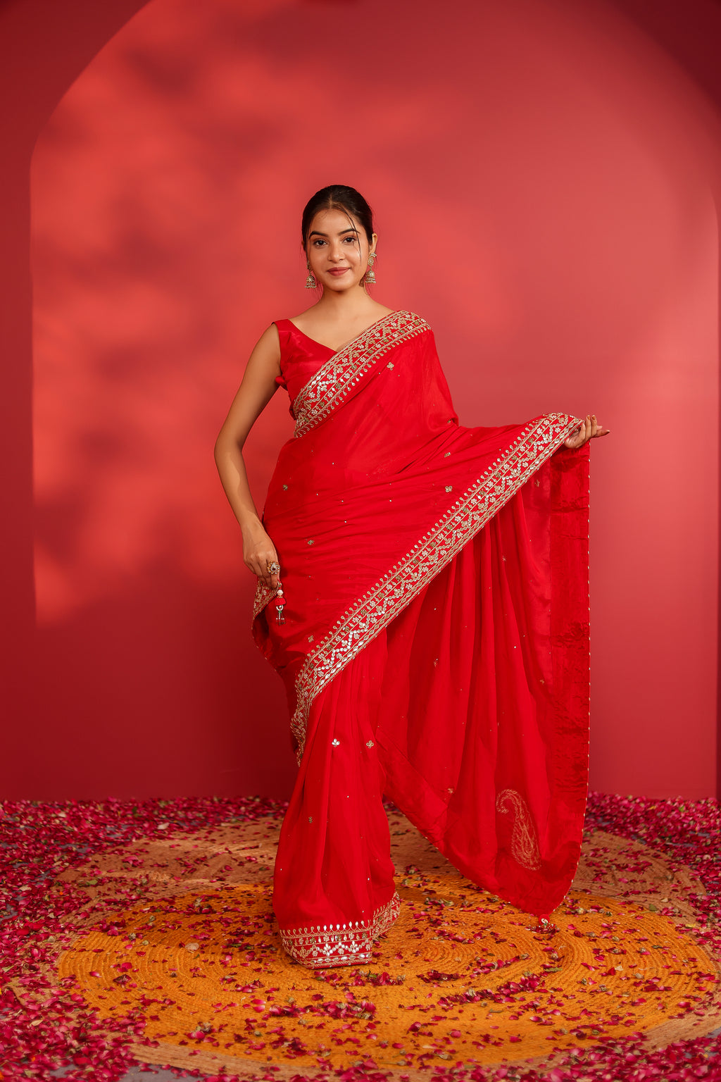 Riwa Red Georgette Saree