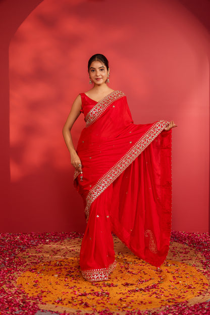 RIWA RED GEORGETTE SAREE