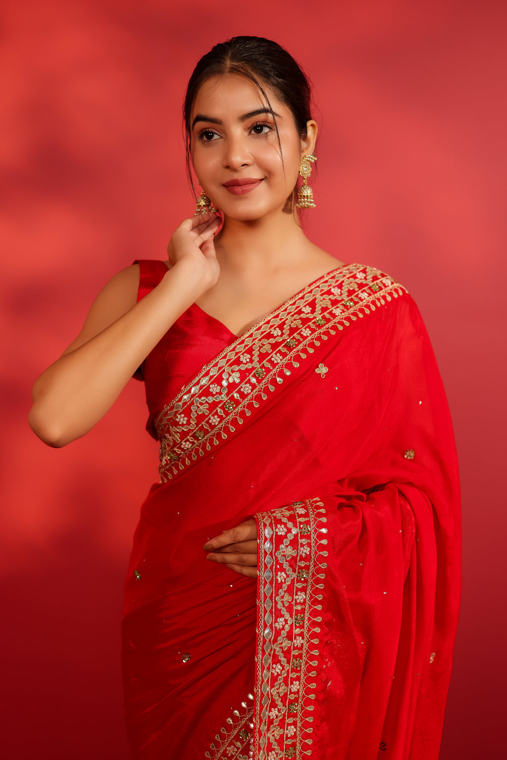 Riwa Red Georgette Saree
