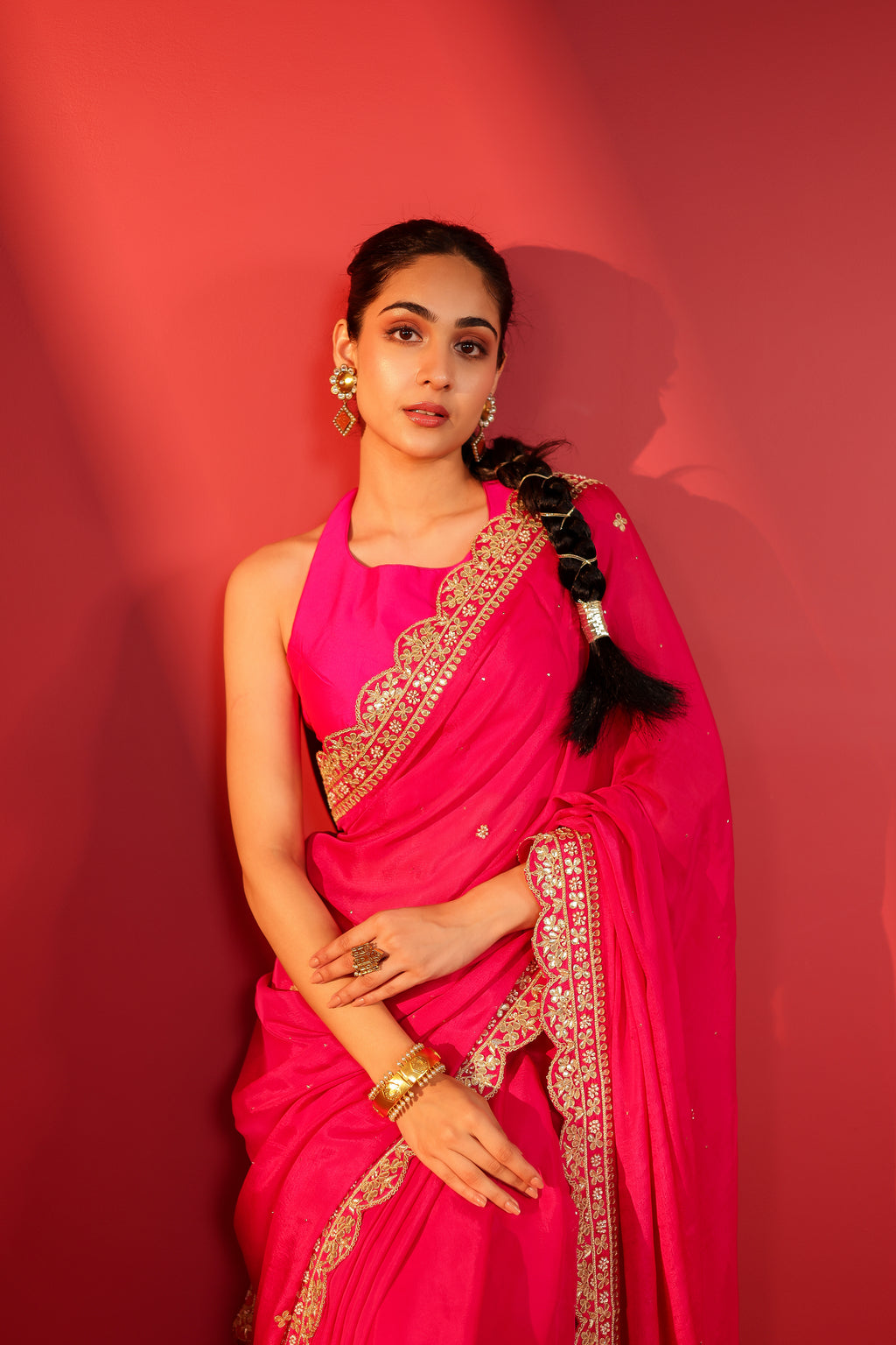Rani Georgette Chinon Saree