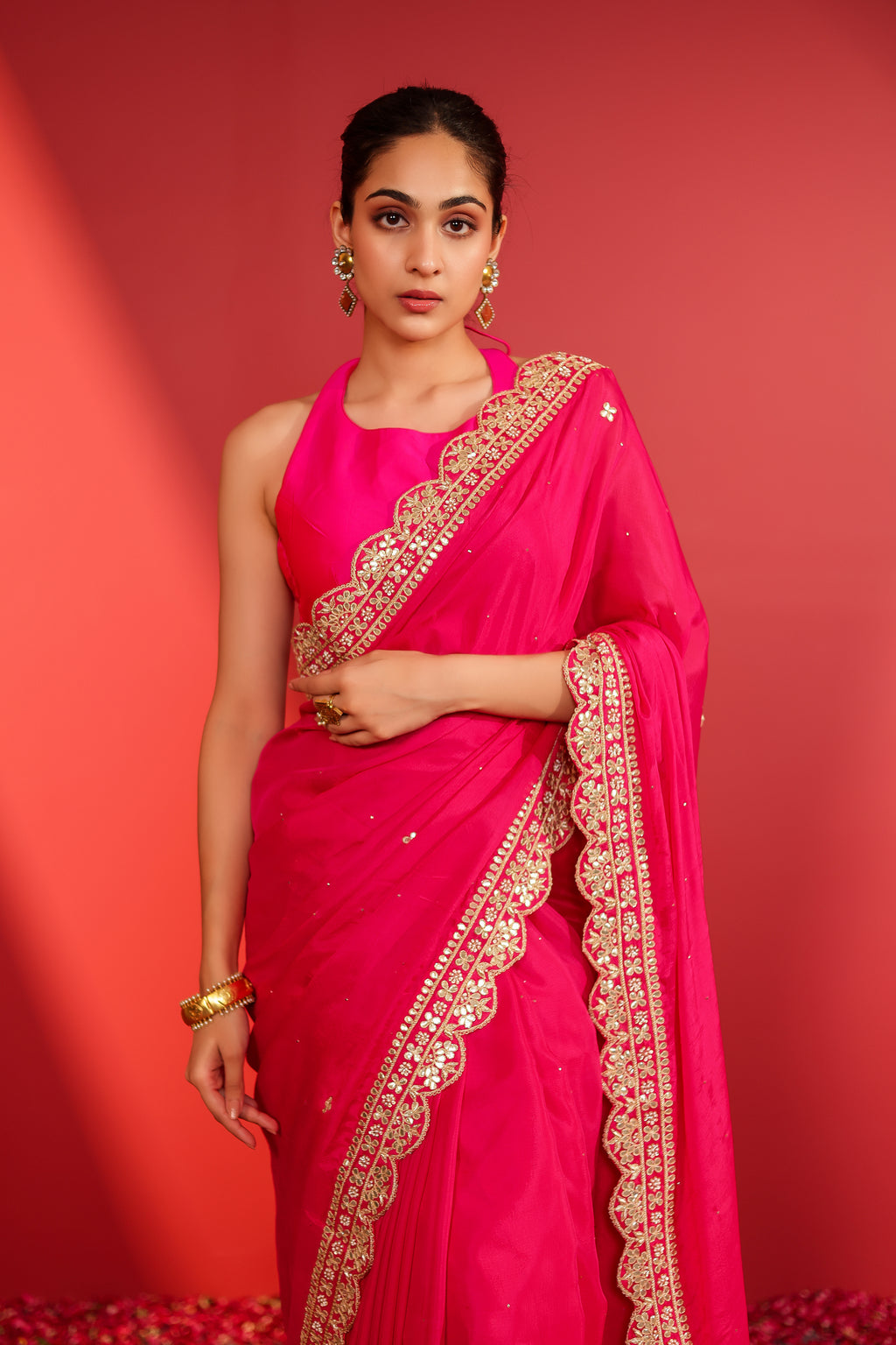 Rani Georgette Chinon Saree