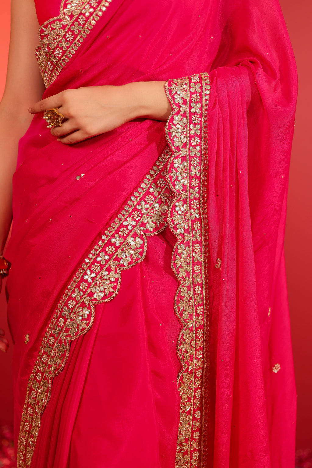 Rani Georgette Chinon Saree