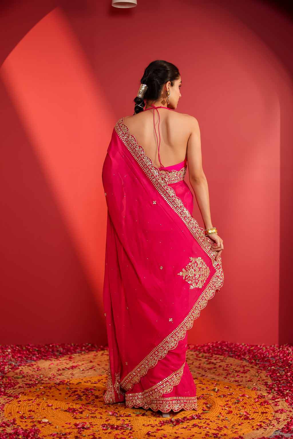 Rani Georgette Chinon Saree