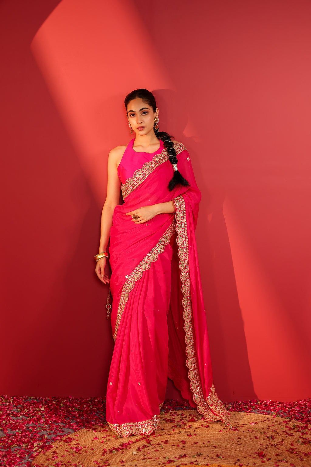 Rani Georgette Chinon Saree