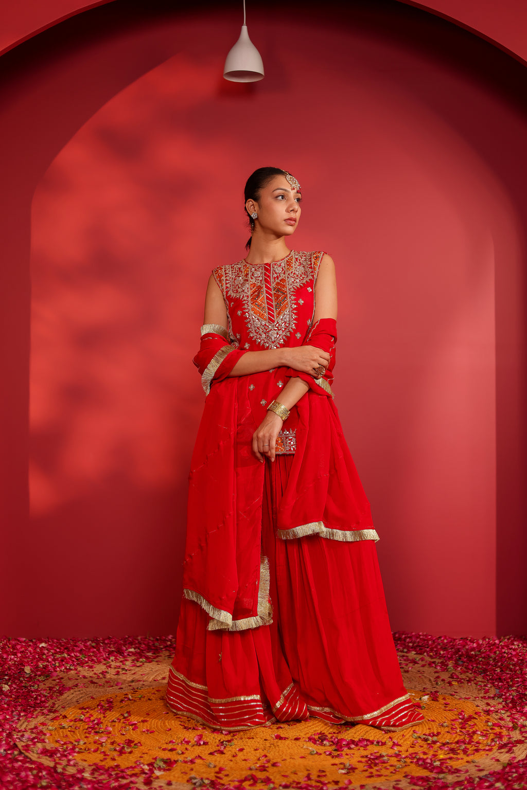 Zarina Embroidered Tabard Sharara Set