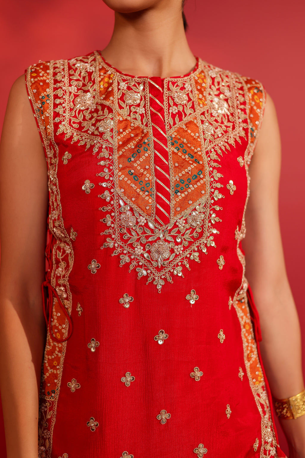 Zarina Embroidered Tabard Sharara Set