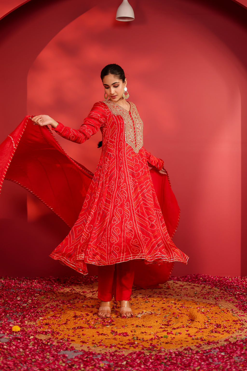 Cinnabar Bandhani Printed Anarkali Set