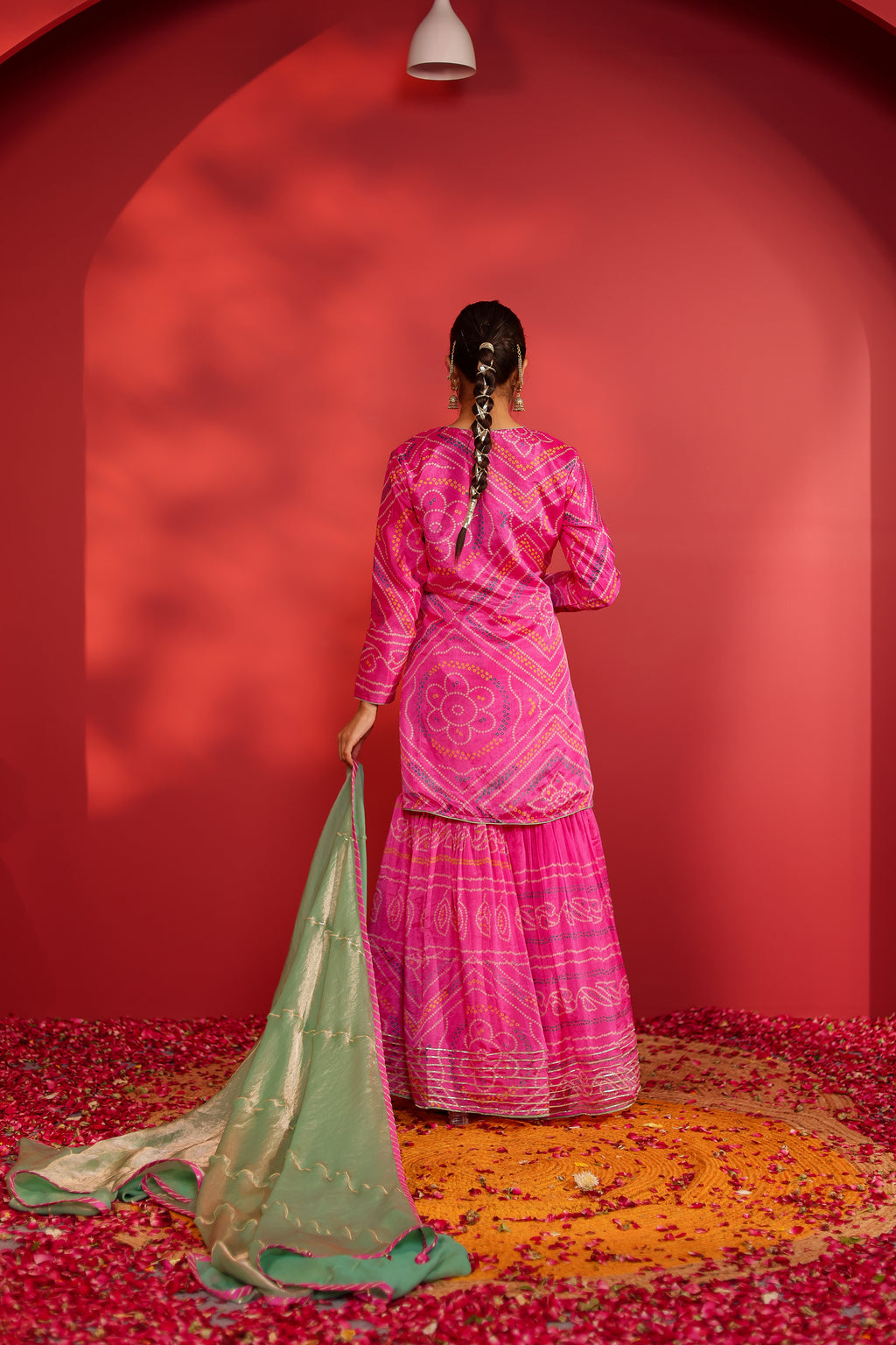 Gul Pink Bandhani Printed Sharara Set