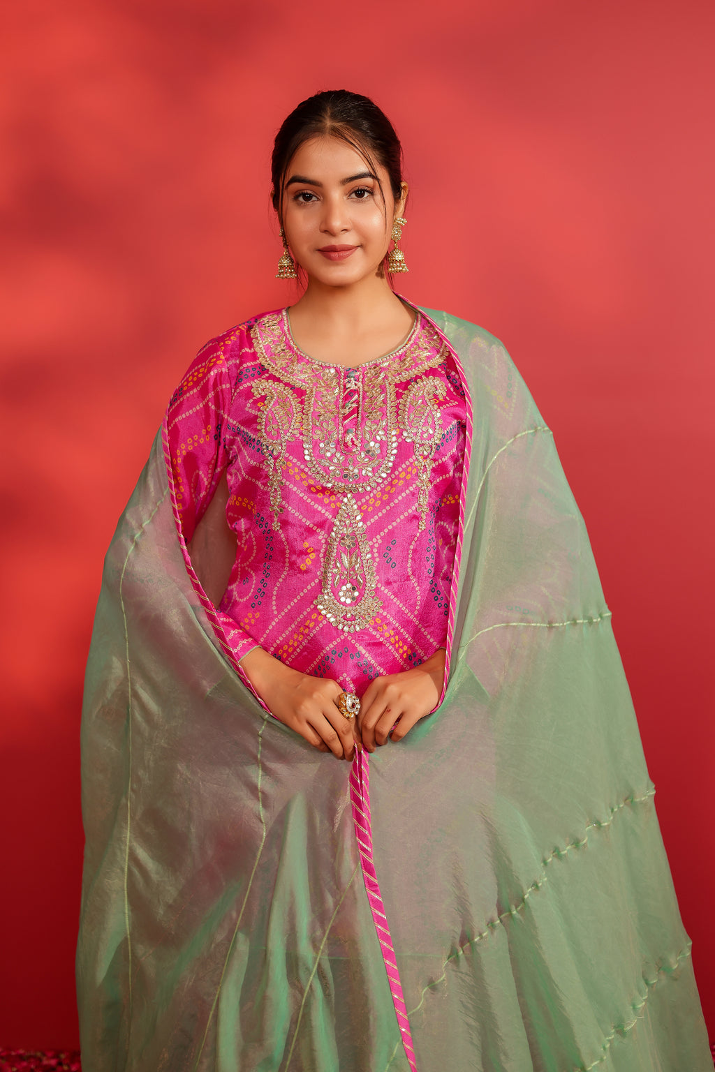 Gul Pink Bandhani Printed Sharara Set