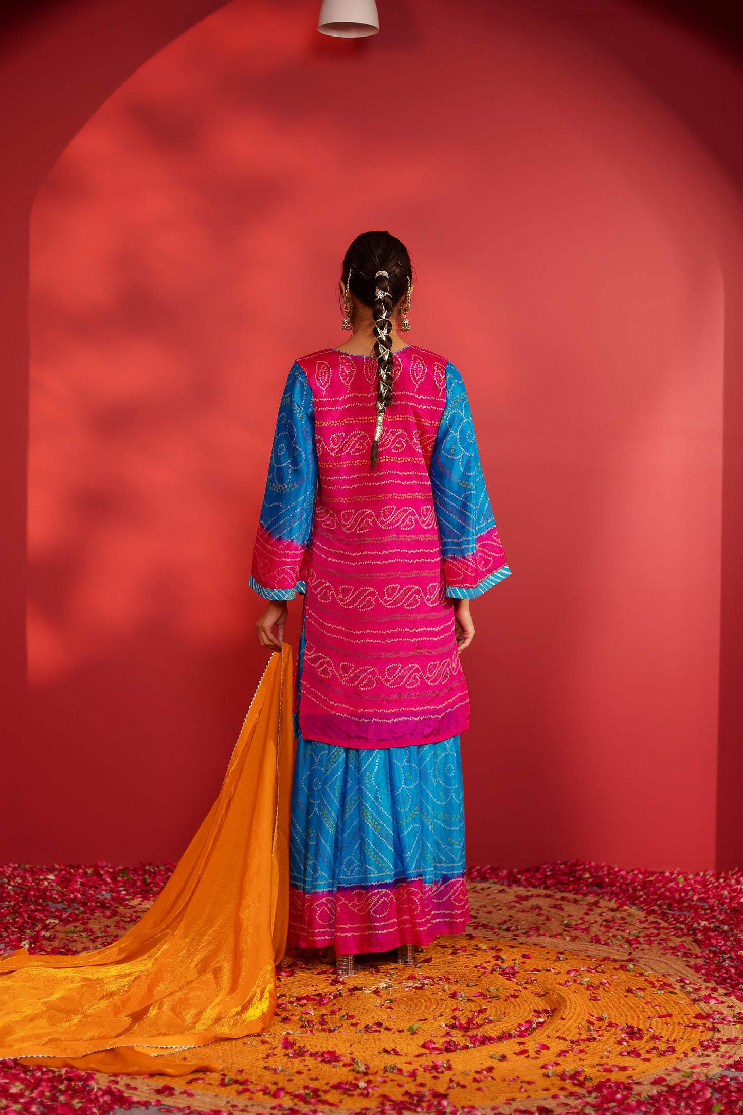 Maya rani shaded bandhani printed sharara set