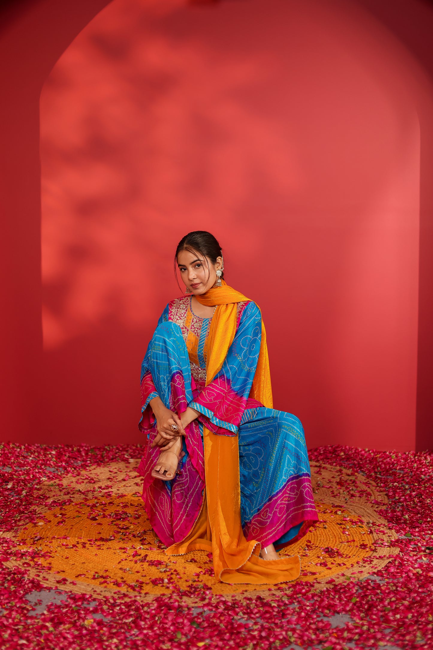 Maya rani shaded bandhani printed sharara set