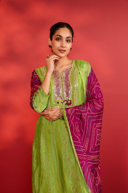 Paro Bandhani Suit Set