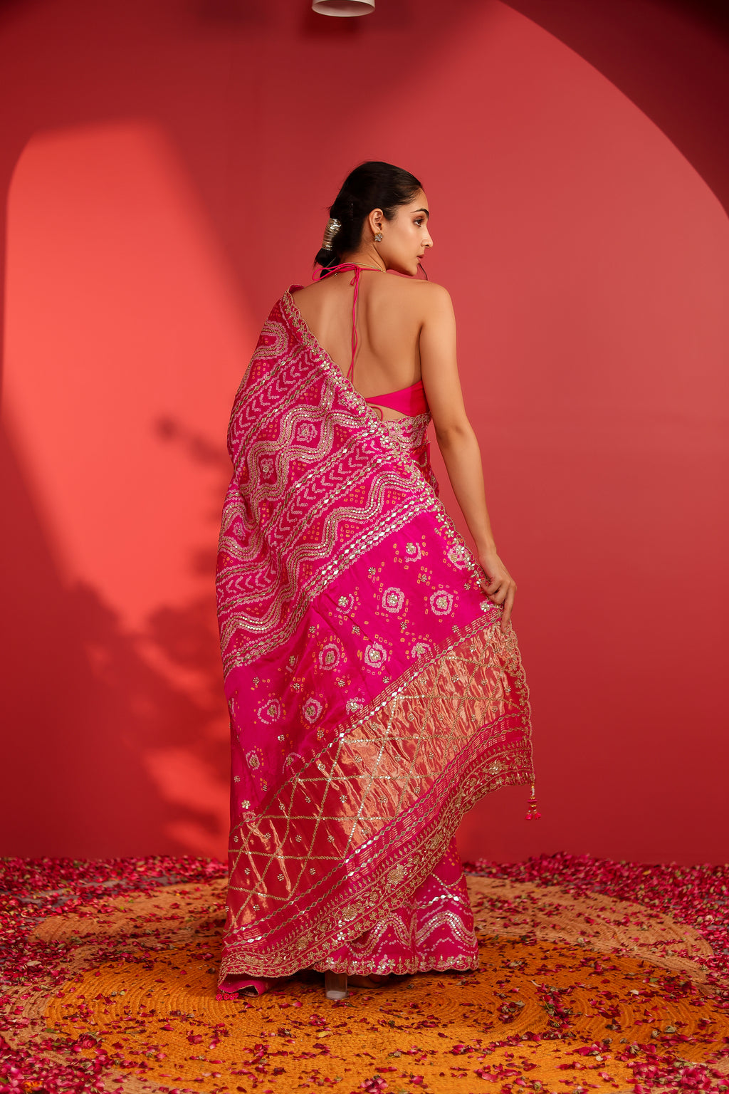 Suwarna Handcrafted Bandhani Silk Saree