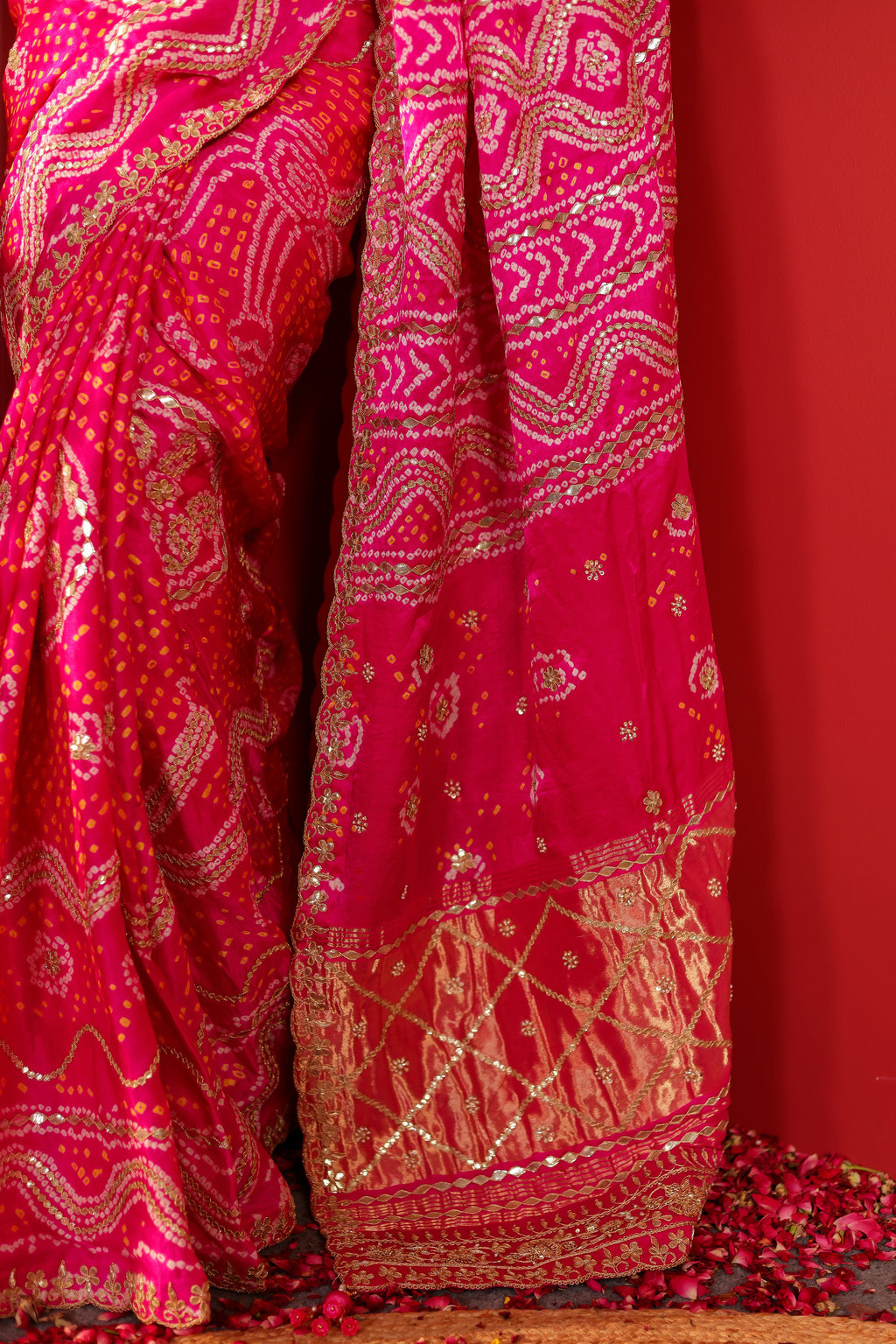 Suwarna Handcrafted Bandhani Silk Saree
