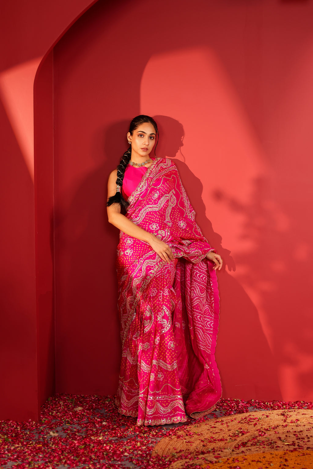 Suwarna Handcrafted Bandhani Silk Saree