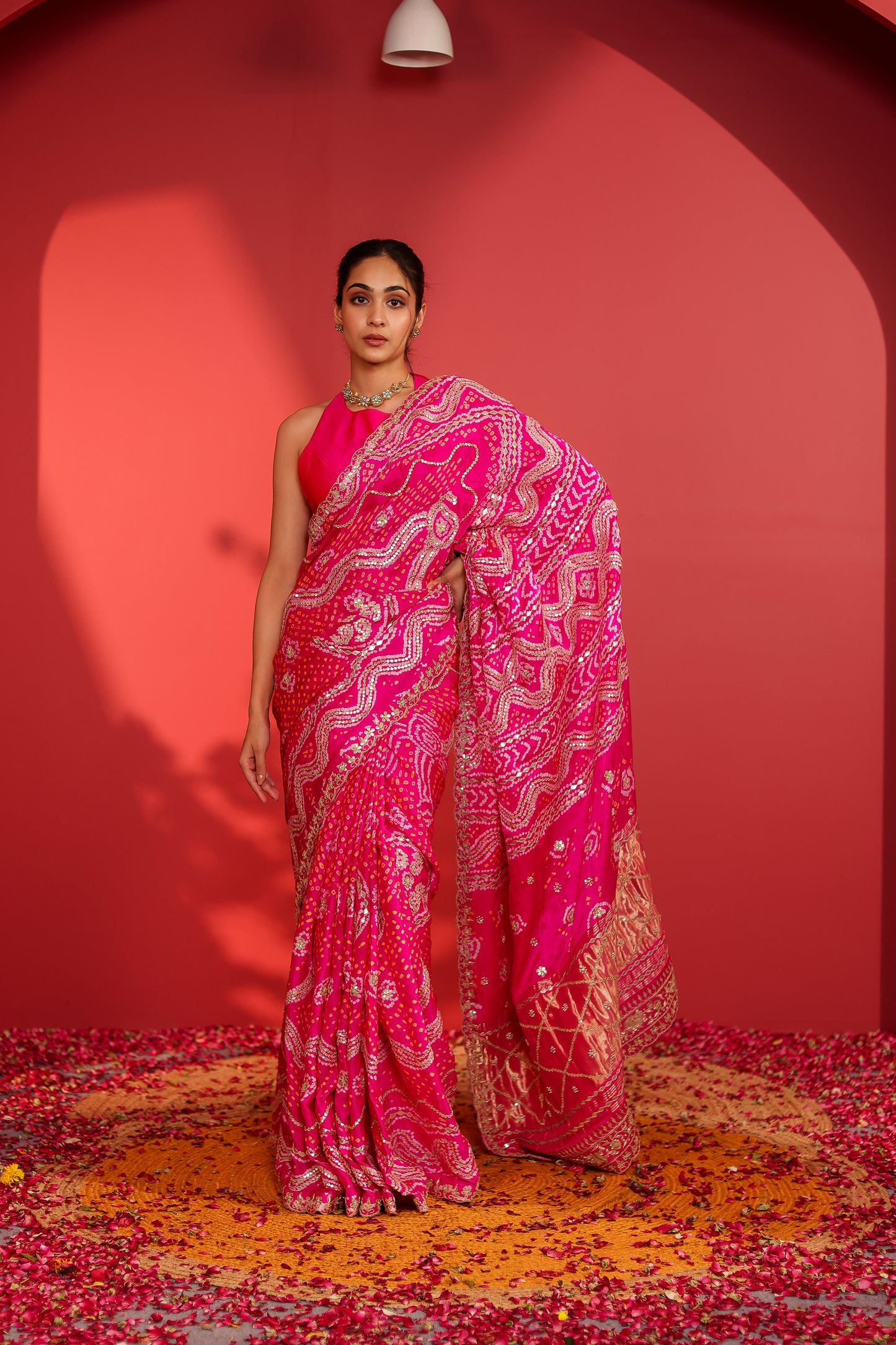 Suwarna Handcrafted Bandhani Silk Saree