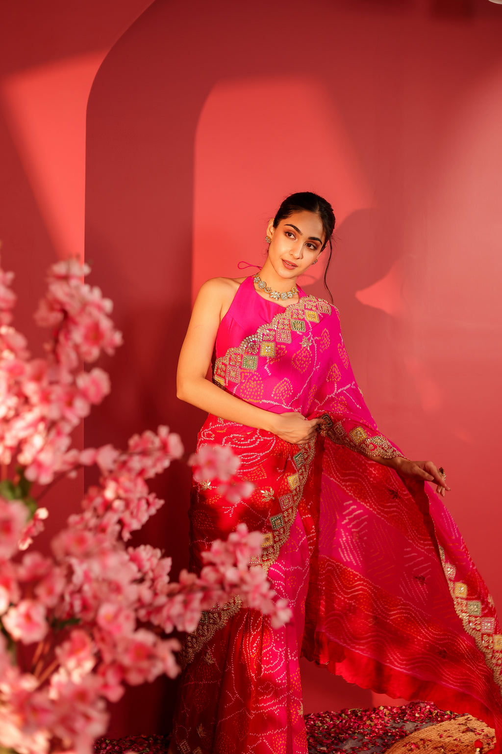 Siya Handcrafted Bandhani Georgette Saree