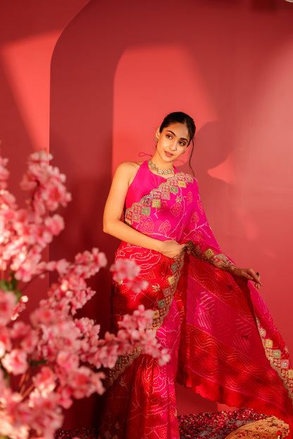 Siya Handcrafted Bandhani Georgette Saree