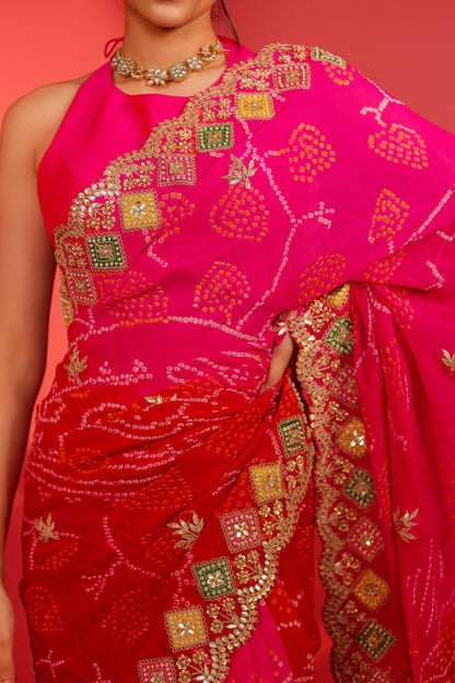 Siya Handcrafted Bandhani Georgette Saree