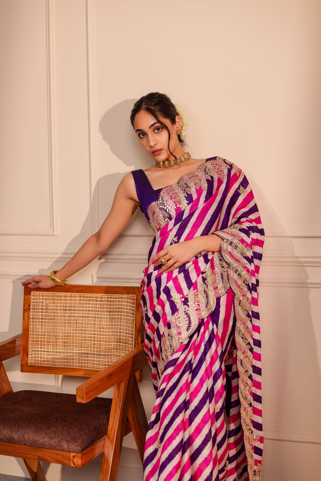 Sawan Handcrafted Tussar Lehariya Saree
