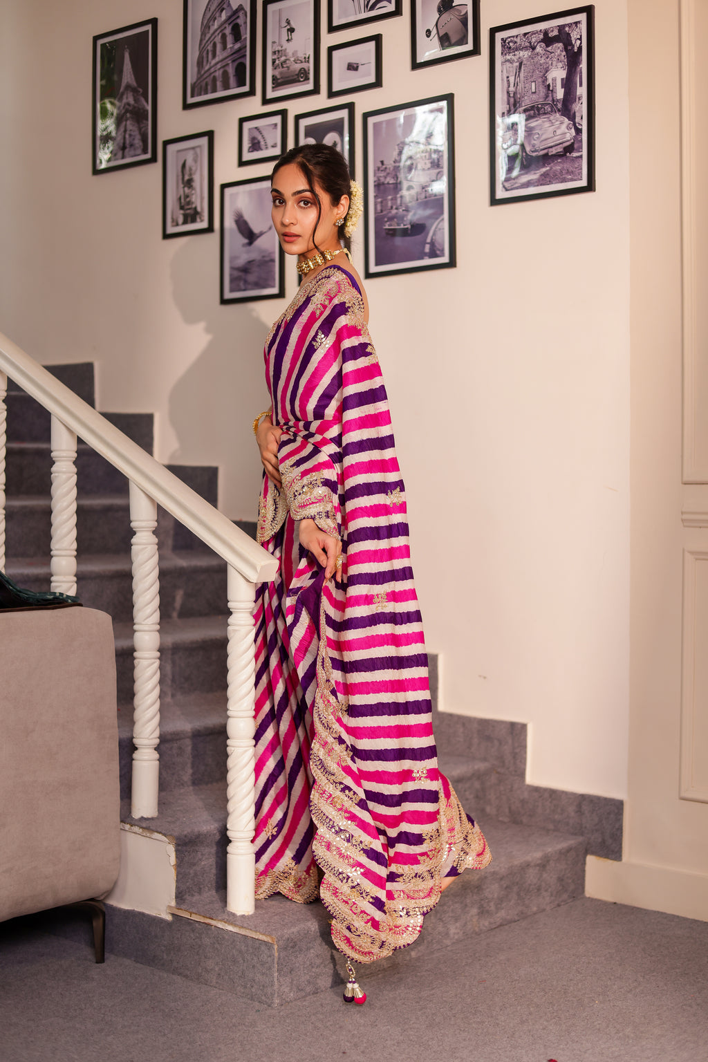 Sawan Handcrafted Tussar Lehariya Saree