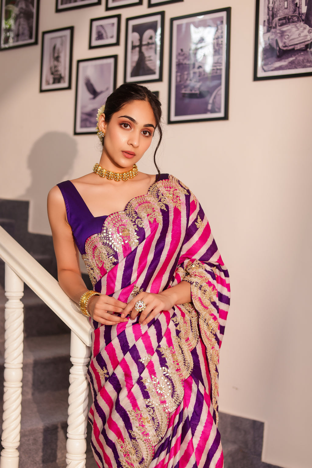 Sawan Handcrafted Tussar Lehariya Saree