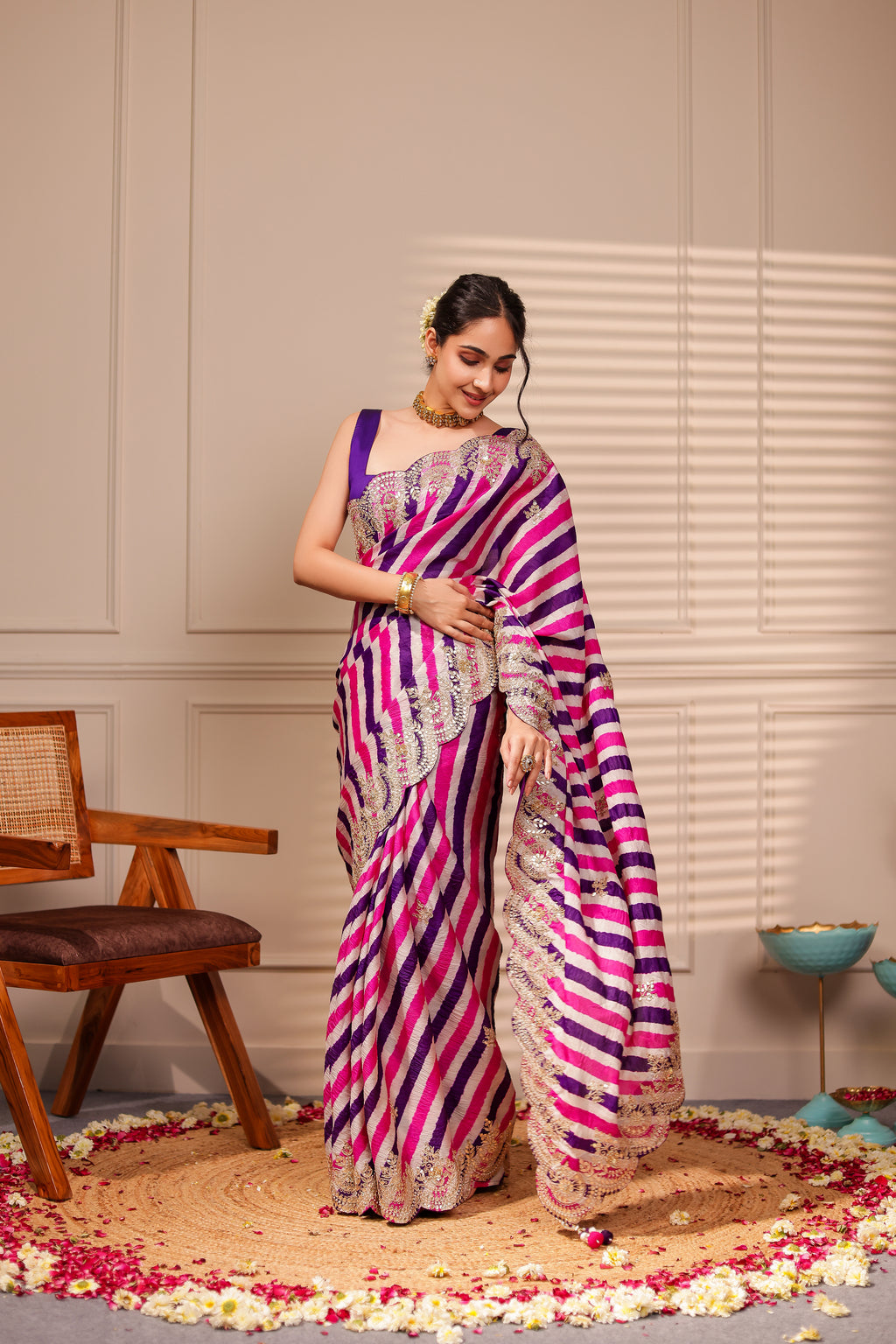 Sawan Handcrafted Tussar Lehariya Saree