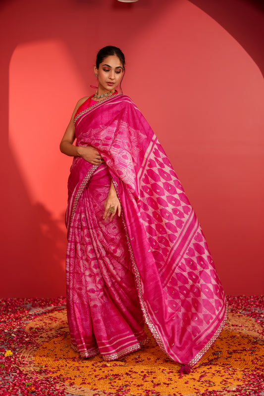 SHIBORI HANDCRAFTED TUSSAR SAREE