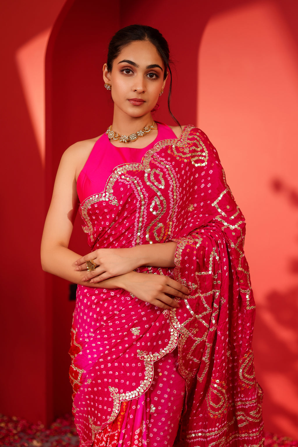 Shri Handcrafted Gajji Bandhani Silk Saree