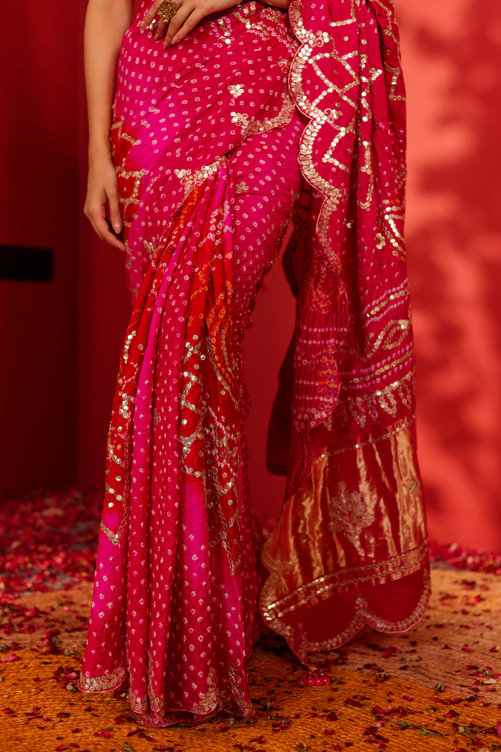 Shri Handcrafted Gajji Bandhani Silk Saree