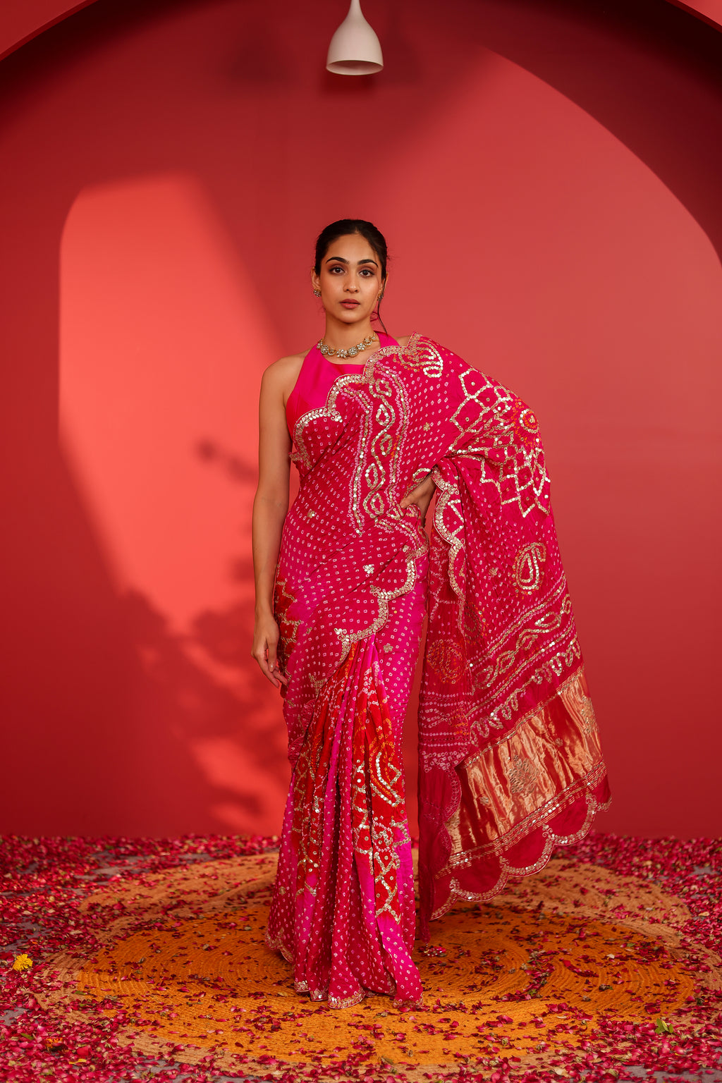 Shri Handcrafted Gajji Bandhani Silk Saree