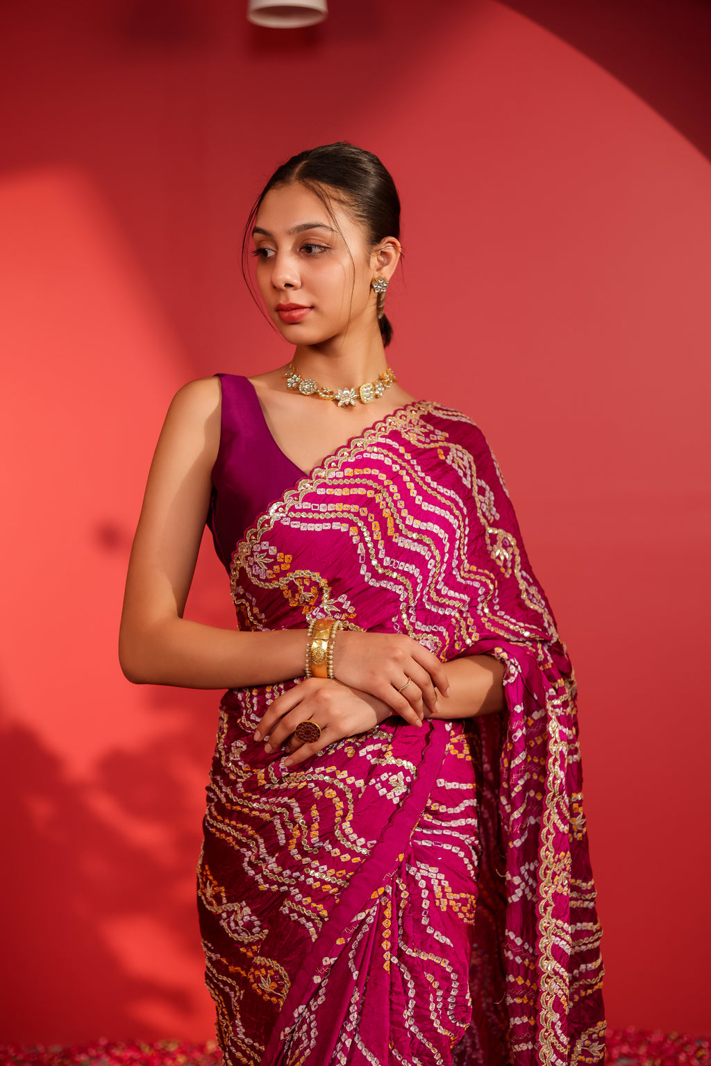 Anukriti Handcrafted Gajji Bandhani Saree
