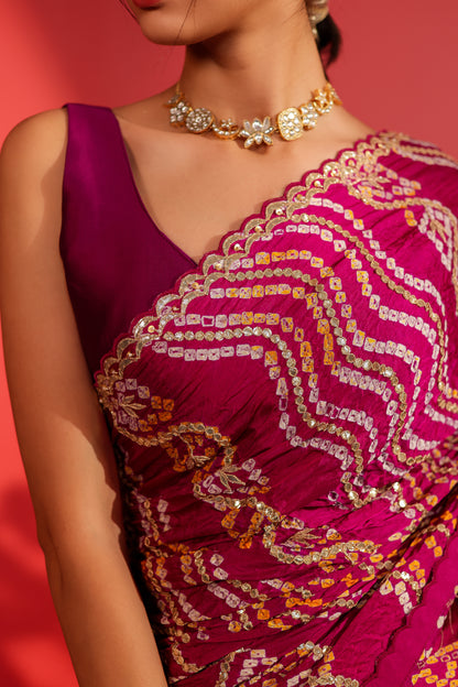 Anukruti Handcrafted Gajji Bandhani Saree