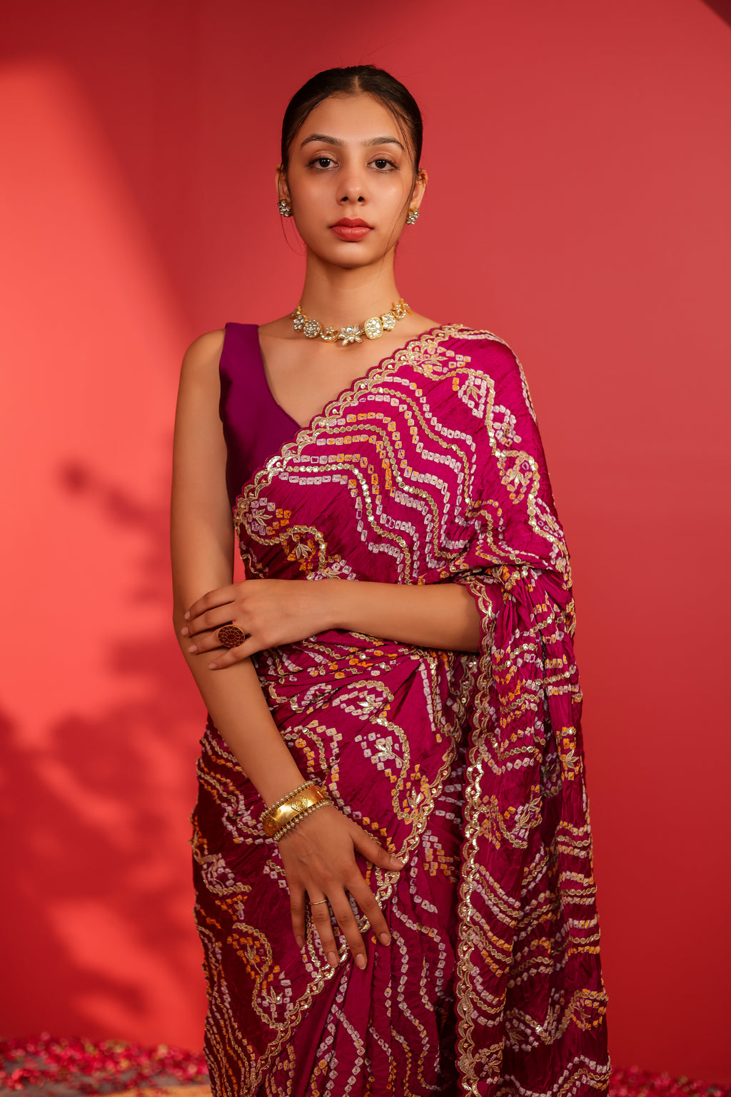 Anukriti Handcrafted Gajji Bandhani Saree