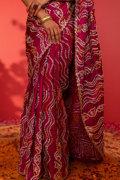 Anukruti Handcrafted Gajji Bandhani Saree