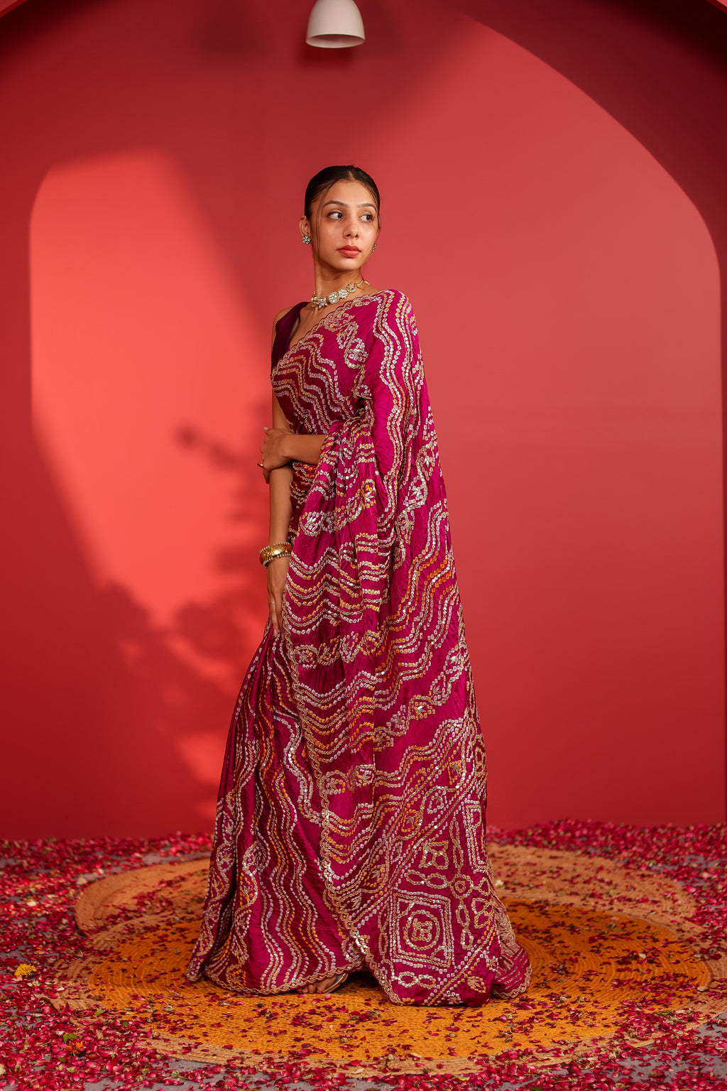 Anukriti Handcrafted Gajji Bandhani Saree