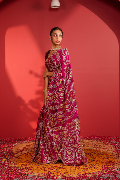 Anukruti Handcrafted Gajji Bandhani Saree