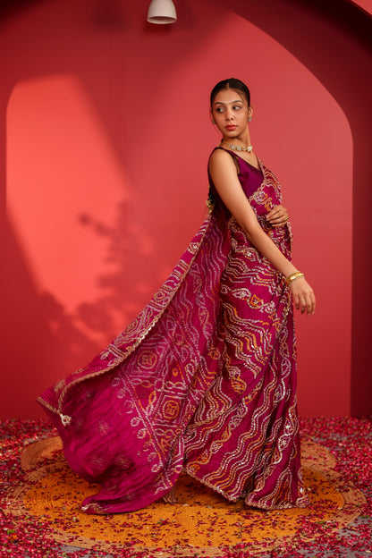 Anukruti Handcrafted Gajji Bandhani Saree